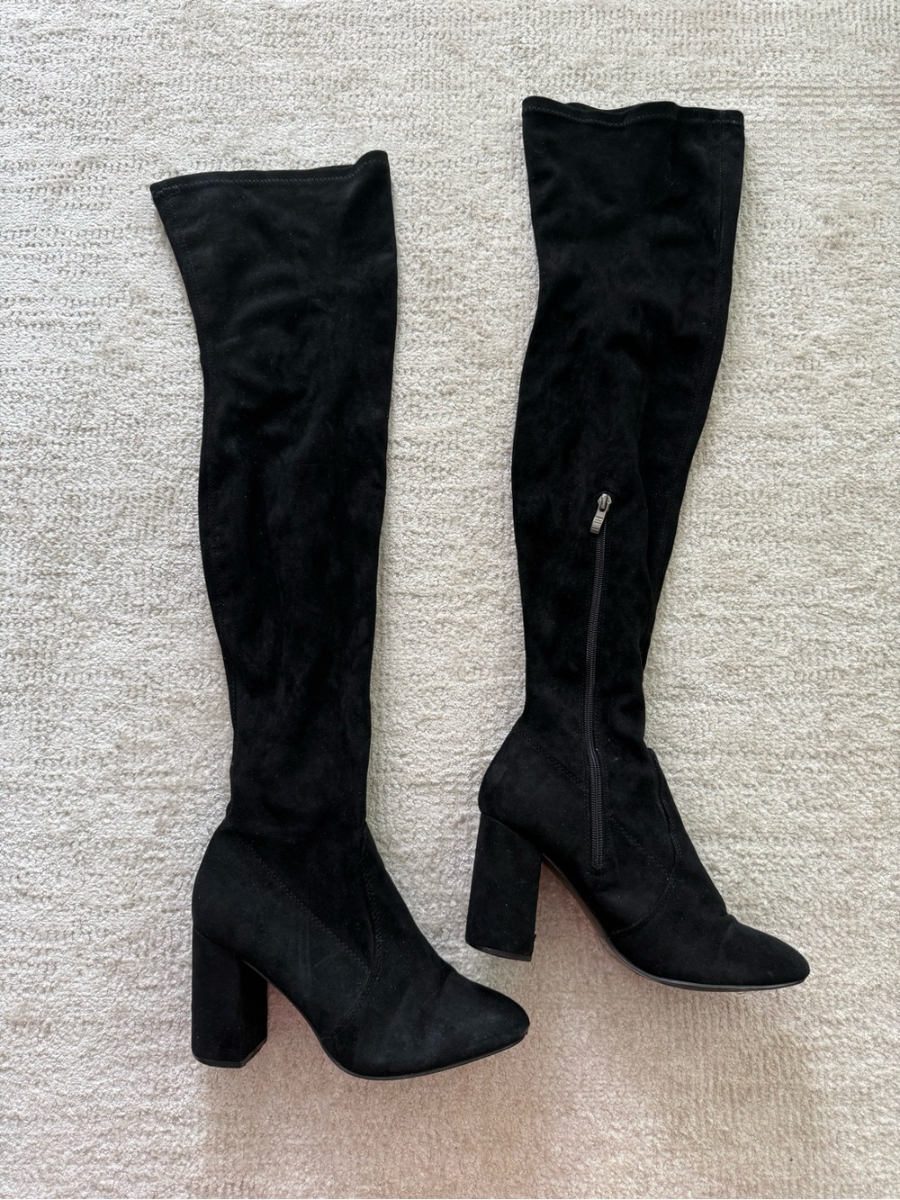 Suede Black Over-the-Knee Block Heel Boots Women’s 7.5